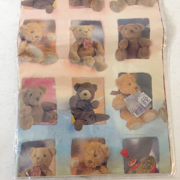New vintage gift wrapping paper teddy bears spin tin top celebration 4 sheets - Picture 4 of 5